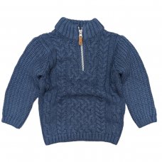 NTX010: Boys Cable Knit Jumper- Dusky Blue (9 Months - 7 years)